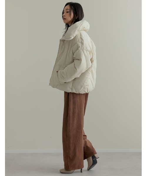 Re:EDIT（リエディ）の「[HITアウター][低身長サイズ有]ダイヤキルト中綿ダウンジャケット（ダウンジャケット/コート・レディース・アイボリー/ブラック/ベージュ/カーキ・MEDIUM/LARGE/SHORT）」の17枚目の写真