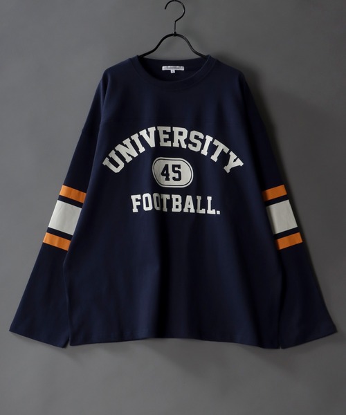 SITRY（シトリー）の「wide silhouette football T-shirt/ワイドシルエット フットボール ロングスリーブTシャツ（Tシャツ/カットソー・メンズ・ホワイト/アッシュグレー/マスタード/グリーン/ネイビー・M/L）」の4枚目の写真