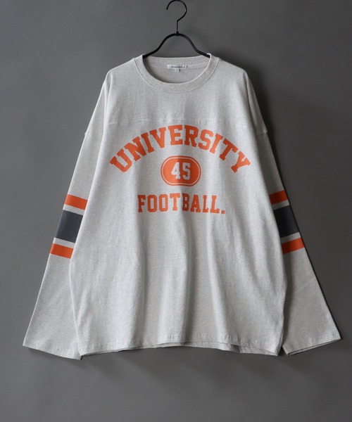 SITRY（シトリー）の「wide silhouette football T-shirt/ワイドシルエット フットボール ロングスリーブTシャツ（Tシャツ/カットソー・メンズ・ホワイト/アッシュグレー/マスタード/グリーン/ネイビー・M/L）」の3枚目の写真