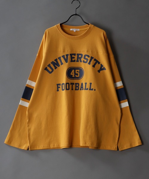 SITRY（シトリー）の「wide silhouette football T-shirt/ワイドシルエット フットボール ロングスリーブTシャツ（Tシャツ/カットソー・メンズ・ホワイト/アッシュグレー/マスタード/グリーン/ネイビー・M/L）」の5枚目の写真