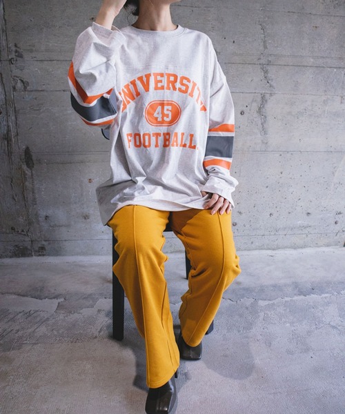 SITRY（シトリー）の「wide silhouette football T-shirt/ワイドシルエット フットボール ロングスリーブTシャツ（Tシャツ/カットソー・メンズ・ホワイト/アッシュグレー/マスタード/グリーン/ネイビー・M/L）」の16枚目の写真