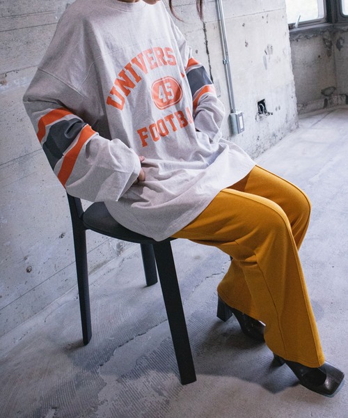 SITRY（シトリー）の「wide silhouette football T-shirt/ワイドシルエット フットボール ロングスリーブTシャツ（Tシャツ/カットソー・メンズ・ホワイト/アッシュグレー/マスタード/グリーン/ネイビー・M/L）」の17枚目の写真