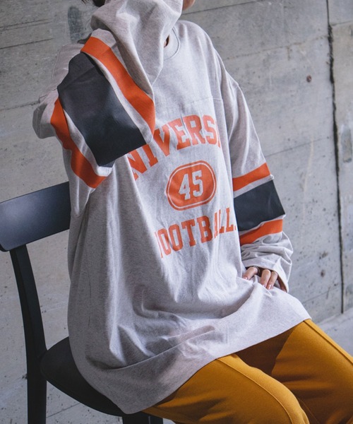 SITRY（シトリー）の「wide silhouette football T-shirt/ワイドシルエット フットボール ロングスリーブTシャツ（Tシャツ/カットソー・メンズ・ホワイト/アッシュグレー/マスタード/グリーン/ネイビー・M/L）」の18枚目の写真