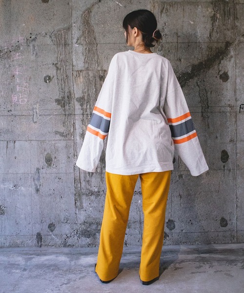 SITRY（シトリー）の「wide silhouette football T-shirt/ワイドシルエット フットボール ロングスリーブTシャツ（Tシャツ/カットソー・メンズ・ホワイト/アッシュグレー/マスタード/グリーン/ネイビー・M/L）」の19枚目の写真