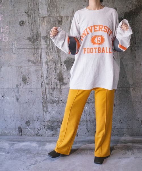 SITRY（シトリー）の「wide silhouette football T-shirt/ワイドシルエット フットボール ロングスリーブTシャツ（Tシャツ/カットソー・メンズ・ホワイト/アッシュグレー/マスタード/グリーン/ネイビー・M/L）」の20枚目の写真