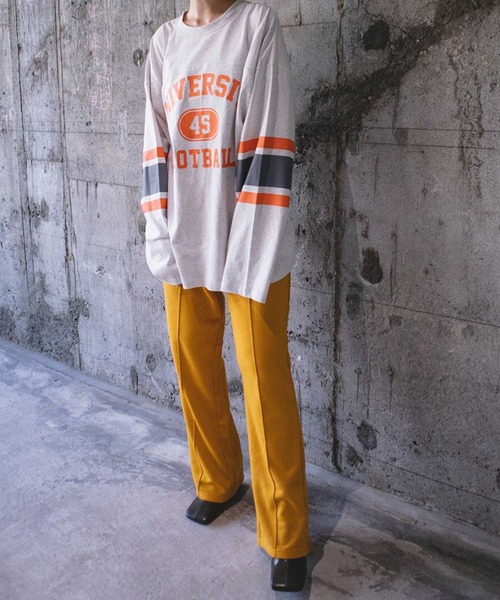 SITRY（シトリー）の「wide silhouette football T-shirt/ワイドシルエット フットボール ロングスリーブTシャツ（Tシャツ/カットソー・メンズ・ホワイト/アッシュグレー/マスタード/グリーン/ネイビー・M/L）」の22枚目の写真