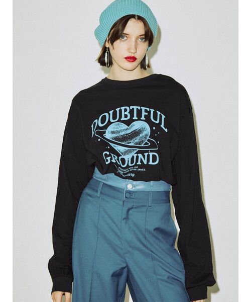 jouetie（ジュエティ）の「ハートサターンロンT（Tシャツ/カットソー・レディース・ブラック/オフホワイト/ブルー・MEDIUM）」の2枚目の写真