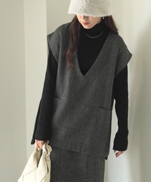 Riberry | 【セットアップ可】起毛ストライプVネックベスト(ベスト)