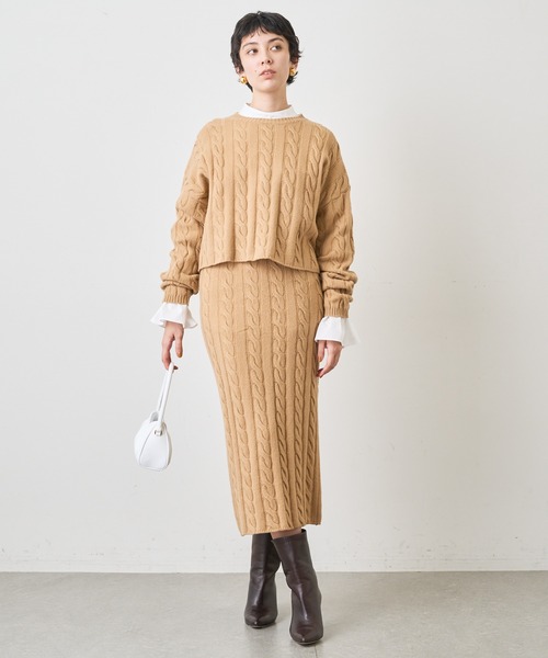 Whim Gazette（ウィムガゼット）の「ニットケーブルプルオーバー（ニット/セーター・レディース・グレー/キャメル・FREE）」の18枚目の写真