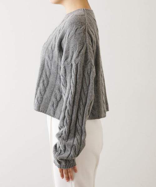 Whim Gazette（ウィムガゼット）の「ニットケーブルプルオーバー（ニット/セーター・レディース・グレー/キャメル・FREE）」の13枚目の写真