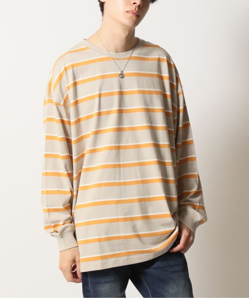 Beno（ビーノ）の「レトロボーダーTEE ロングスリーブTシャツ（Tシャツ/カットソー・メンズ・ホワイト×ネイビー/グリーン系その他/グリーン系その他2/ホワイト×グリーン/ブルー系その他/ブルー系その他2/ベージュ系その他/ネイビー系・L/LL/M）」の5枚目の写真