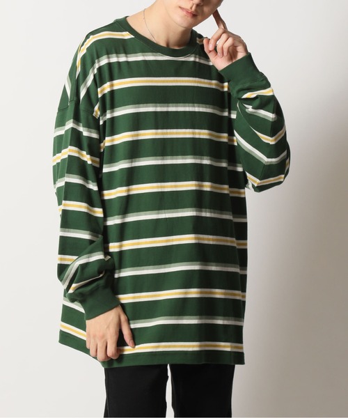 Beno（ビーノ）の「レトロボーダーTEE ロングスリーブTシャツ（Tシャツ/カットソー・メンズ・ホワイト×ネイビー/グリーン系その他/グリーン系その他2/ホワイト×グリーン/ブルー系その他/ブルー系その他2/ベージュ系その他/ネイビー系・L/LL/M）」の6枚目の写真