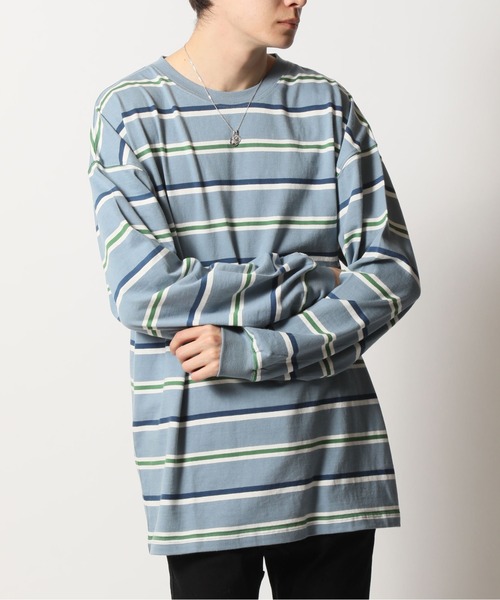 Beno（ビーノ）の「レトロボーダーTEE ロングスリーブTシャツ（Tシャツ/カットソー・メンズ・ホワイト×ネイビー/グリーン系その他/グリーン系その他2/ホワイト×グリーン/ブルー系その他/ブルー系その他2/ベージュ系その他/ネイビー系・L/LL/M）」の7枚目の写真