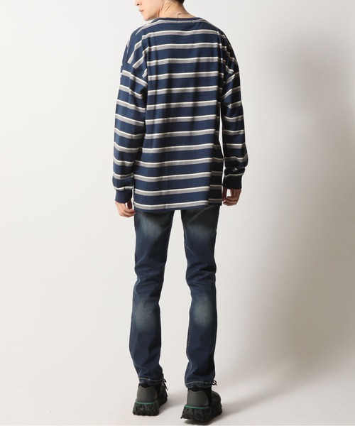 Beno（ビーノ）の「レトロボーダーTEE ロングスリーブTシャツ（Tシャツ/カットソー・メンズ・ホワイト×ネイビー/グリーン系その他/グリーン系その他2/ホワイト×グリーン/ブルー系その他/ブルー系その他2/ベージュ系その他/ネイビー系・L/LL/M）」の10枚目の写真