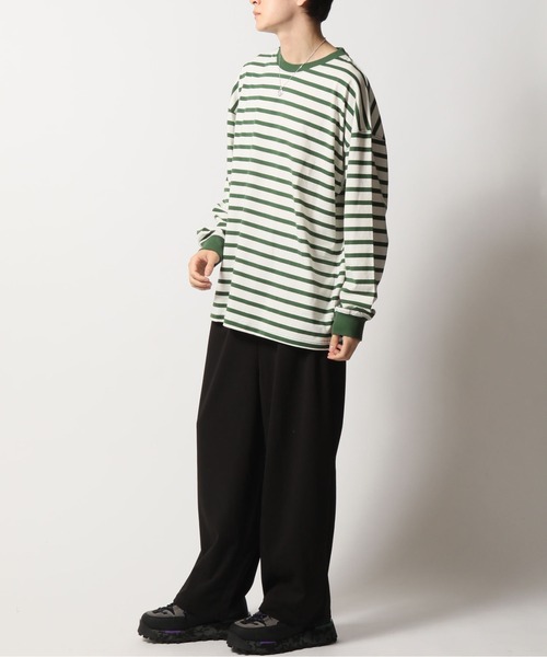 Beno（ビーノ）の「レトロボーダーTEE ロングスリーブTシャツ（Tシャツ/カットソー・メンズ・ホワイト×ネイビー/グリーン系その他/グリーン系その他2/ホワイト×グリーン/ブルー系その他/ブルー系その他2/ベージュ系その他/ネイビー系・L/LL/M）」の12枚目の写真