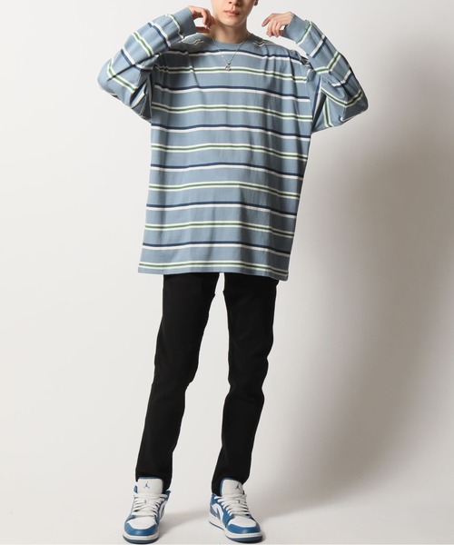 Beno（ビーノ）の「レトロボーダーTEE ロングスリーブTシャツ（Tシャツ/カットソー・メンズ・ホワイト×ネイビー/グリーン系その他/グリーン系その他2/ホワイト×グリーン/ブルー系その他/ブルー系その他2/ベージュ系その他/ネイビー系・L/LL/M）」の16枚目の写真