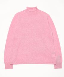 BRODIAEA 洗えるカシミヤシリーズ ハイネックフリルニット