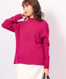 BRODIAEA 洗えるカシミヤシリーズ ハイネックフリルニット