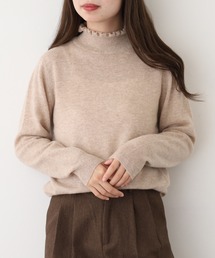 BRODIAEA 洗えるカシミヤシリーズ ハイネックフリルニット