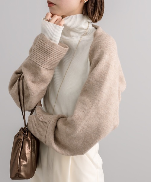 mystic(ミスティック)の「マルチWAYニットボレロ(カーディガン/ボレロ・レディース・ベージュ/ブラック/チャコールグレー・FREE)」の3枚目の写真