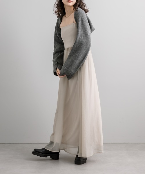 mystic(ミスティック)の「マルチWAYニットボレロ(カーディガン/ボレロ・レディース・ベージュ/ブラック/チャコールグレー・FREE)」の6枚目の写真