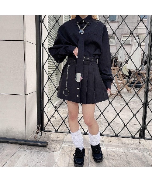 almo(アルモ)の「ミラーネクタイビッグシャツ(BQ)(シャツ/ブラウス・レディース・ブラック/ホワイト・MEDIUM)」の5枚目の写真