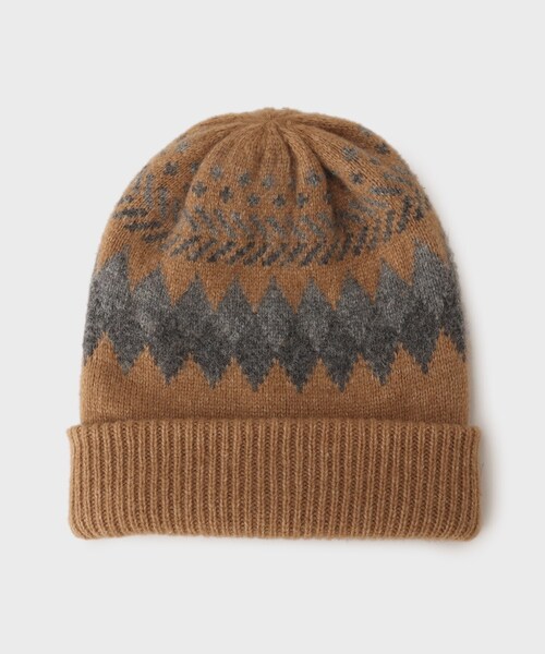 TAKEO KIKUCHI(タケオキクチ)の「◆エアヤーン ノルディック求心柄 ニットキャップ(ニットキャップ/ビーニー・メンズ・ホワイト系/サンドベージュ・00)」の3枚目の写真