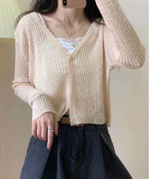 Burner（バーナー）の「【OKUOKU　0909】シアー　ニット カーディガン　oku-tops-643931097828-145（カーディガン/ボレロ・レディース・C/D/E/F/A/B/G・FREE）」の5枚目の写真