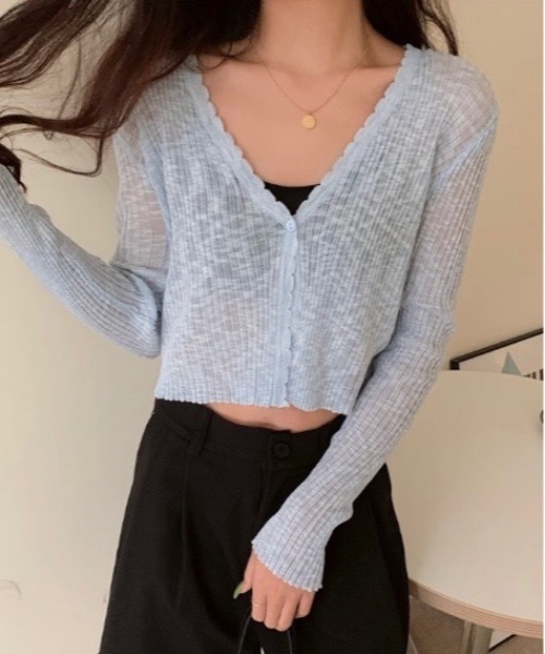 Burner（バーナー）の「【OKUOKU　0909】シアー　ニット カーディガン　oku-tops-643931097828-145（カーディガン/ボレロ・レディース・C/D/E/F/A/B/G・FREE）」の7枚目の写真