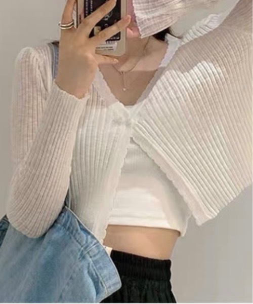 Burner（バーナー）の「【OKUOKU　0909】シアー　ニット カーディガン　oku-tops-643931097828-145（カーディガン/ボレロ・レディース・C/D/E/F/A/B/G・FREE）」の16枚目の写真