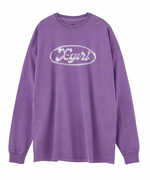 X-girl（エックスガール）の「METAL LOGO L/S TEE DRESS（ワンピース・レディース・チャコール/パープル/ピンク・M/S）」の4枚目の写真