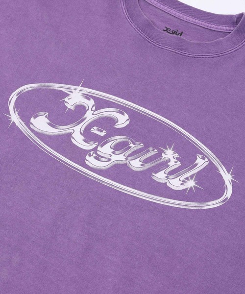 X-girl（エックスガール）の「METAL LOGO L/S TEE DRESS（ワンピース・レディース・チャコール/パープル/ピンク・M/S）」の7枚目の写真