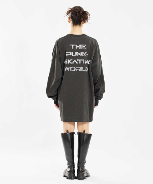 X-girl（エックスガール）の「METAL LOGO L/S TEE DRESS（ワンピース・レディース・チャコール/パープル/ピンク・M/S）」の14枚目の写真
