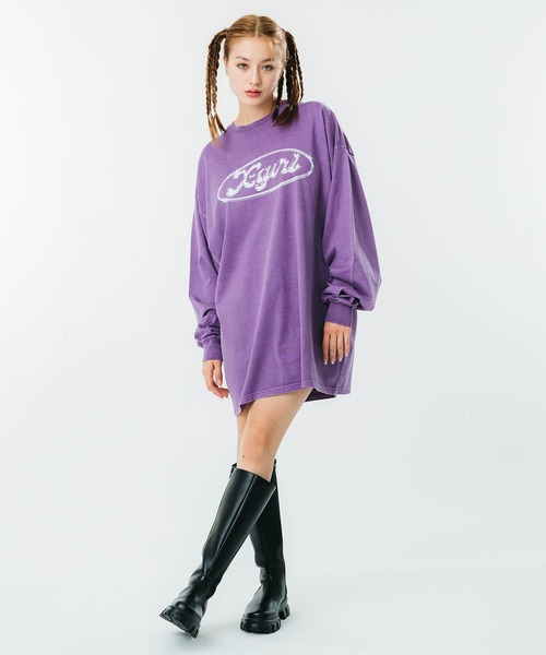 X-girl（エックスガール）の「METAL LOGO L/S TEE DRESS（ワンピース・レディース・チャコール/パープル/ピンク・M/S）」の16枚目の写真