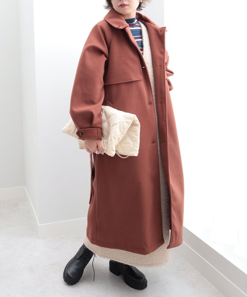 GeeRA（ジーラ）の「ステンカラーシングルロングコート（ステンカラーコート・レディース・アイボリー/ブラック/オレンジ・MEDIUM）」の16枚目の写真