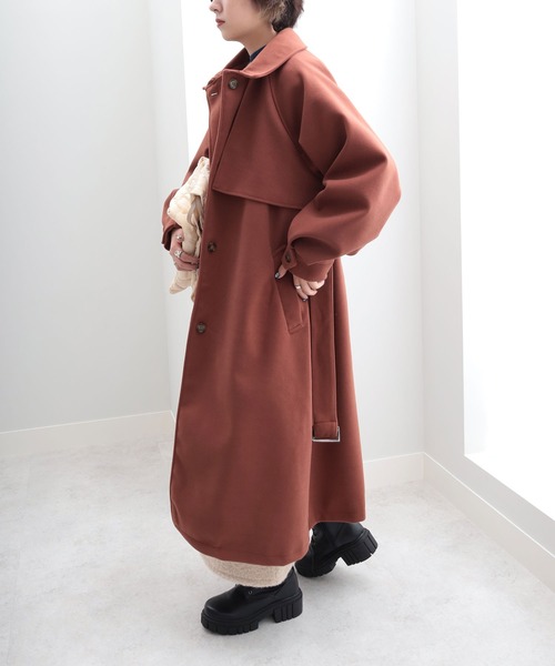 GeeRA（ジーラ）の「ステンカラーシングルロングコート（ステンカラーコート・レディース・アイボリー/ブラック/オレンジ・MEDIUM）」の14枚目の写真