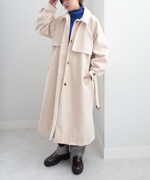 GeeRA（ジーラ）の「ステンカラーシングルロングコート（ステンカラーコート・レディース・アイボリー/ブラック/オレンジ・MEDIUM）」の15枚目の写真