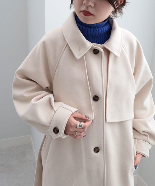 GeeRA（ジーラ）の「ステンカラーシングルロングコート（ステンカラーコート・レディース・アイボリー/ブラック/オレンジ・MEDIUM）」の13枚目の写真