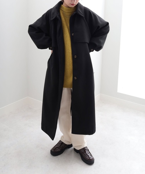 GeeRA（ジーラ）の「ステンカラーシングルロングコート（ステンカラーコート・レディース・アイボリー/ブラック/オレンジ・MEDIUM）」の11枚目の写真