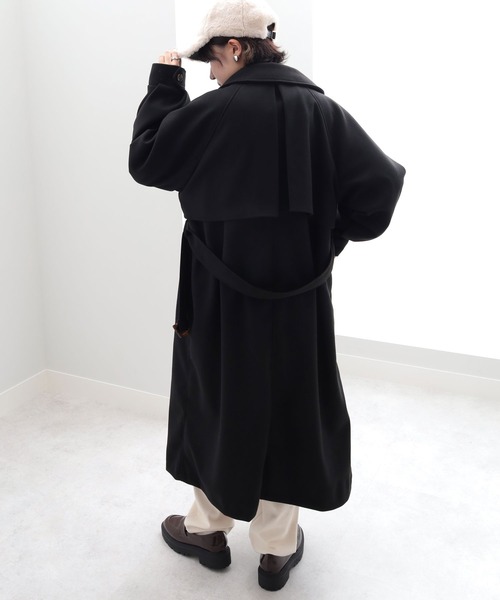 GeeRA（ジーラ）の「ステンカラーシングルロングコート（ステンカラーコート・レディース・アイボリー/ブラック/オレンジ・MEDIUM）」の6枚目の写真