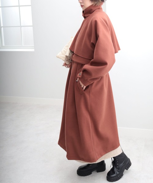 GeeRA（ジーラ）の「ステンカラーシングルロングコート（ステンカラーコート・レディース・アイボリー/ブラック/オレンジ・MEDIUM）」の10枚目の写真