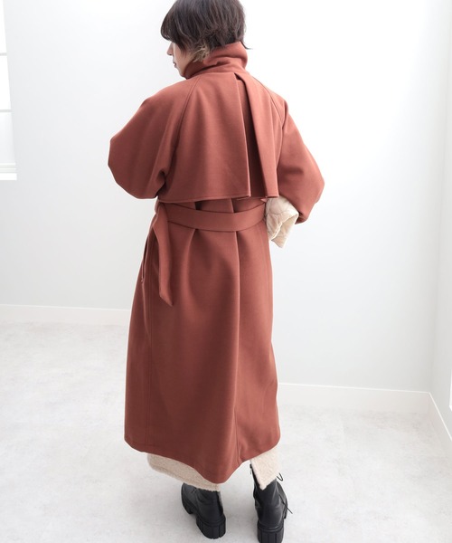 GeeRA（ジーラ）の「ステンカラーシングルロングコート（ステンカラーコート・レディース・アイボリー/ブラック/オレンジ・MEDIUM）」の12枚目の写真