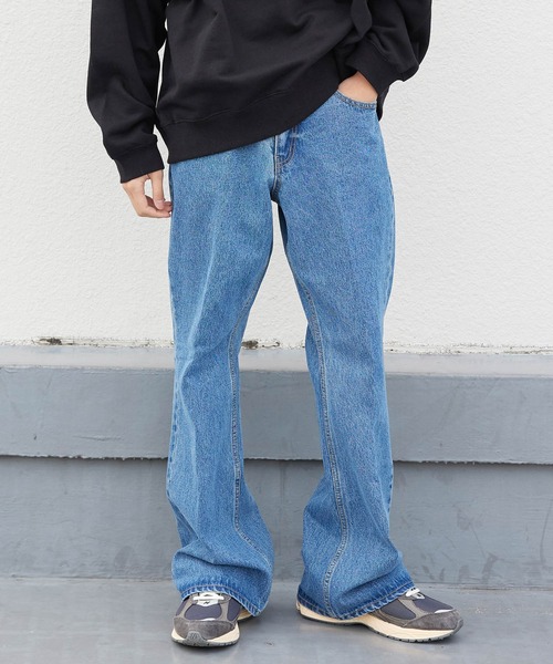 re_k by JUNRED（レクバイジュンレッド）の「re_k by JUNRED / リラックスフレアデニムパンツ（デニムパンツ・メンズ・ネイビー/サックスブルー/ブラック・S/M/L）」の18枚目の写真