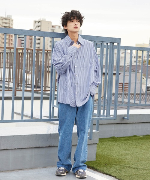 re_k by JUNRED（レクバイジュンレッド）の「re_k by JUNRED / リラックスフレアデニムパンツ（デニムパンツ・メンズ・ネイビー/サックスブルー/ブラック・S/M/L）」の12枚目の写真