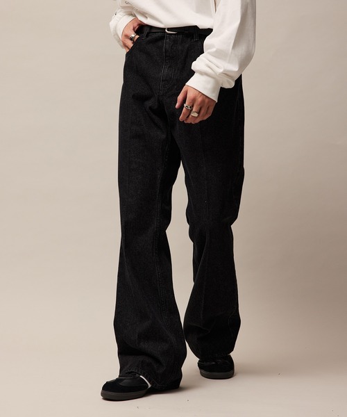 re_k by JUNRED（レクバイジュンレッド）の「re_k by JUNRED / リラックスフレアデニムパンツ（デニムパンツ・メンズ・ネイビー/サックスブルー/ブラック・S/M/L）」の4枚目の写真