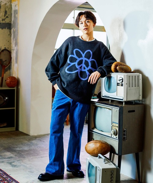 re_k by JUNRED（レクバイジュンレッド）の「re_k by JUNRED / リラックスフレアデニムパンツ（デニムパンツ・メンズ・ネイビー/サックスブルー/ブラック・S/M/L）」の10枚目の写真