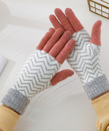 DAY CLOSET（デイ クローゼット）の「レディース タッチパネル対応ヘリンボーン裏起毛リブ手袋（手袋）」