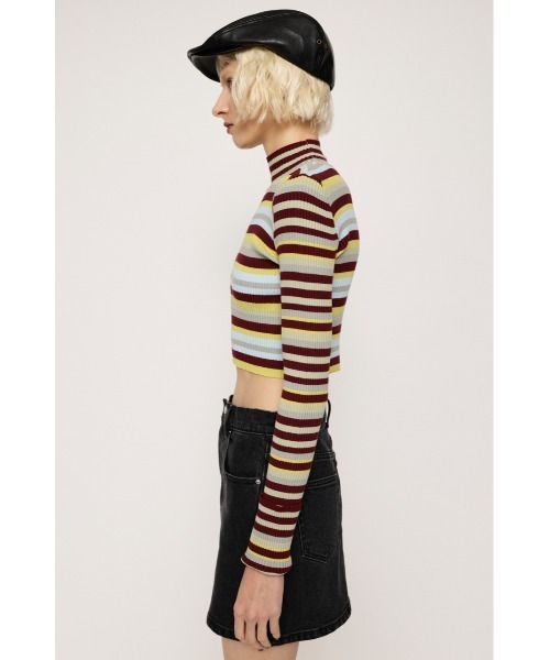 ★新品タグ付★ BORNY（ボルニー）マルチボーダートップス&スカート SLY（スライ）の「MULTI BORDER KNIT TOPS マルチボーダー