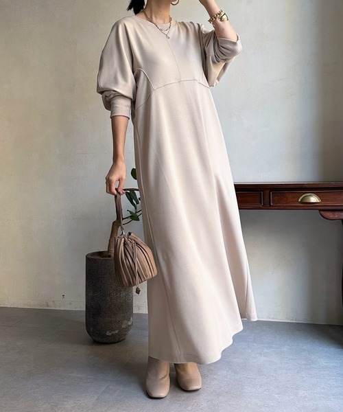 DouDou（ドゥドゥ）の「ドルマン切替カットワンピース（ワンピース・レディース・ブラック/ベージュ/アイボリー・FREE）」の11枚目の写真