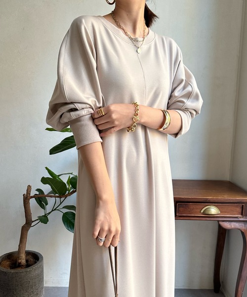 DouDou（ドゥドゥ）の「ドルマン切替カットワンピース（ワンピース・レディース・ブラック/ベージュ/アイボリー・FREE）」の16枚目の写真